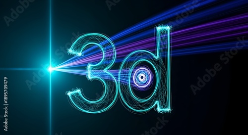 Wallpaper Mural Glowing Cyan 3d Text Formed From Digital Particles Against A Dark Background With Streaks Of Purple And Blue Light Rays Emanating From The Left Side Torontodigital.ca