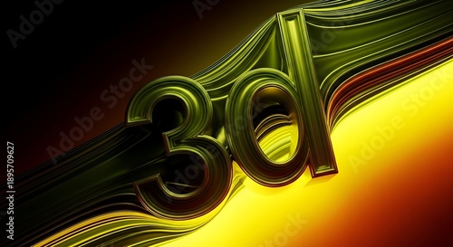 Wallpaper Mural Golden metallic 30 numeral in abstract wavy texture with dramatic lighting and bokeh effect against dark background celebrating anniversary or Torontodigital.ca