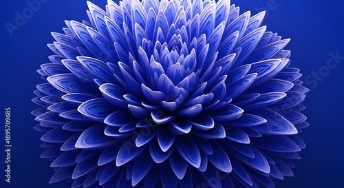 Wallpaper Mural Intricate Blue Abstract Floral Form With Pixelated Texture And Symmetrical Petal Layers In A Deep Blue Gradient Background With Soft Lighting Torontodigital.ca