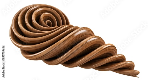 Wallpaper Mural Intricate Wooden Sculpture Swirling in a Spiral Shell Shape with Rich Brown Tones and Detailed Grain Texture Isolated on White Background Torontodigital.ca