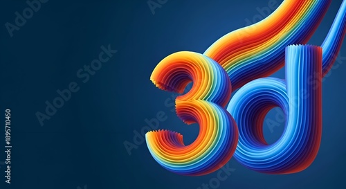 Wallpaper Mural Vibrant Rainbow Colored 3D Text Rendered With Numerous Small Cubes Against A Deep Blue Gradient Background With Soft Lighting And A Sense Of Depth Torontodigital.ca