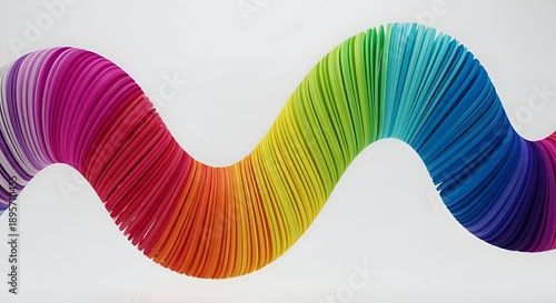 Wallpaper Mural Vibrant Rainbow Colored Spring Coil Unfurling in a Gentle Wave Pattern Against a Clean White Background Demonstrating Dynamic Motion and Playful Torontodigital.ca