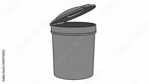 Simple plastic waste bin with open lid.