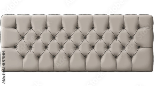 Soft beige tufted headboard cushion with diamond stitching and plush upholstery for a luxurious contemporary look.