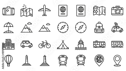 Travel icons and symbols collection.