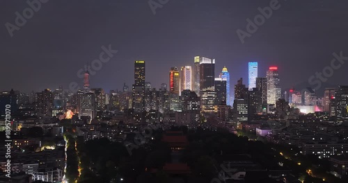 Wallpaper Mural Aerial view of modern city at sunset Torontodigital.ca