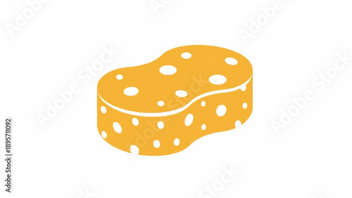 Golden cheese slice with holes, a simple appetizing dairy snack on a white background.