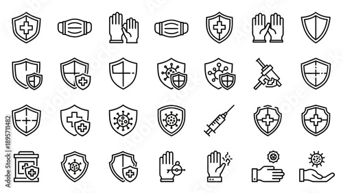 Icons for health protection and safety.