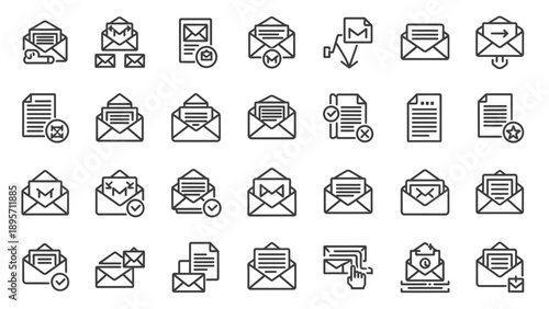 Email icons and communication symbols.