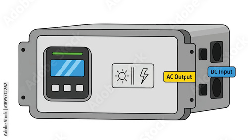 Industrial electrical control panel device with digital display and warning labels.