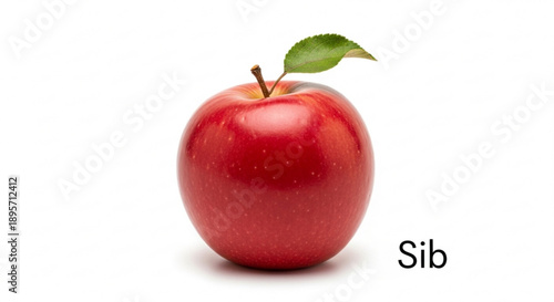Fresh red apple with green leaf on white background healthy food concept fruit
