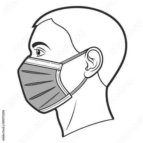 Vector illustration of a medical face mask in clean white, symbolizing health, safety, and virus protection