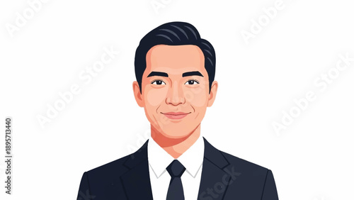 Stylized vector portrait of a confident professional businessman in suit.