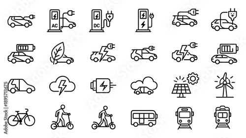 Electric vehicle charging station icons.