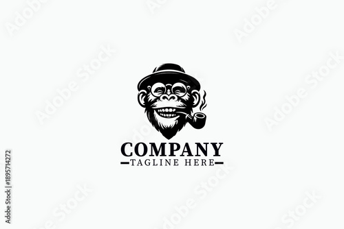 Free Download Gentleman Monkey Logo Collection – Vintage Gangster Ape Black and White Vector Illustration - GFXLoad