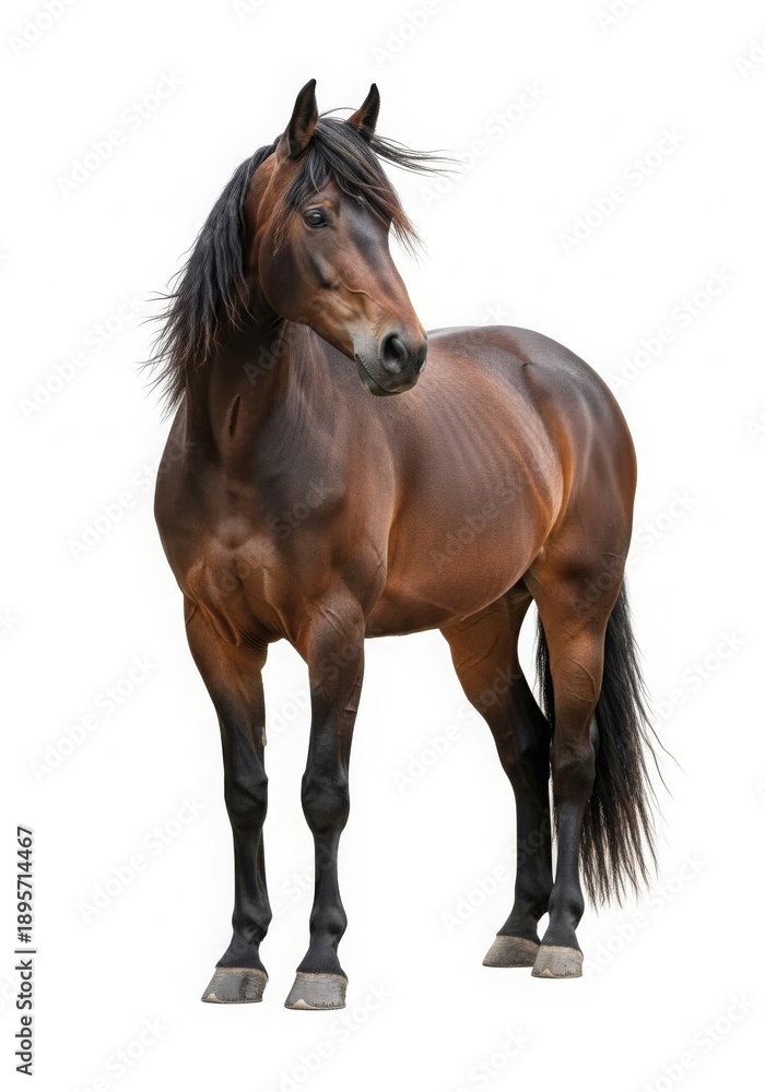 Fototapeta premium Horse isolated on white background. Zodiac animal representing energy and freedom.