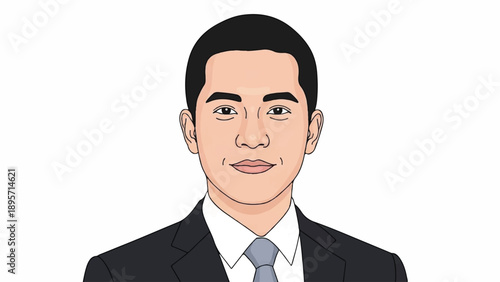 Stylized vector portrait of a professional businessman in suit and tie.