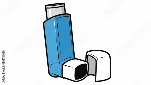 Bright Cartoon Blue Glue Bottle with Cap on White Background.
