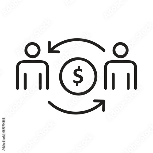Two People Exchanging Money Icon , Payment Transfer Symbol, Money Transfer Between Two Users Icon,P2P Money Exchange Icon..eps