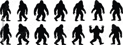 Set of professional drone vector black silhouette illustrations with cameras and landing gear isolated on white background for aerial photography and high tech design