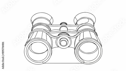 Line drawing of binoculars for outdoor exploration and travel viewing.