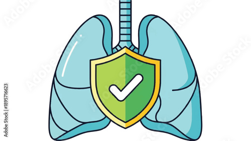 Medical illustration of protected lungs symbolizing health and protection.