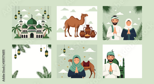 Eid Mubarak Islamic Holiday Illustrations Collection