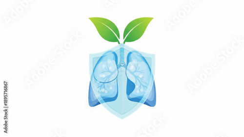 Illustration of lungs with green leaves symbolizing respiratory health.