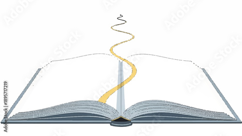 Open Book with a Fiery Path of Light Emerging from Pages, Inspiring Wonder and Discovery.