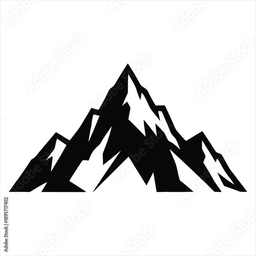 Majestic mountain peaks silhouette for outdoor adventure and hiking logo