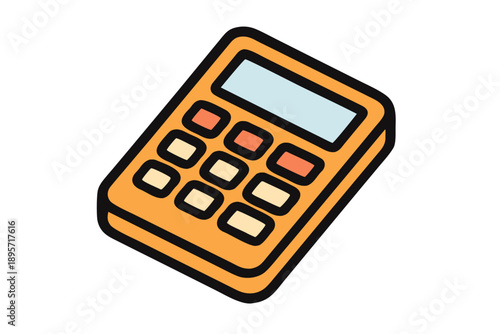 Orange Calculator with Digital Display and Keypad