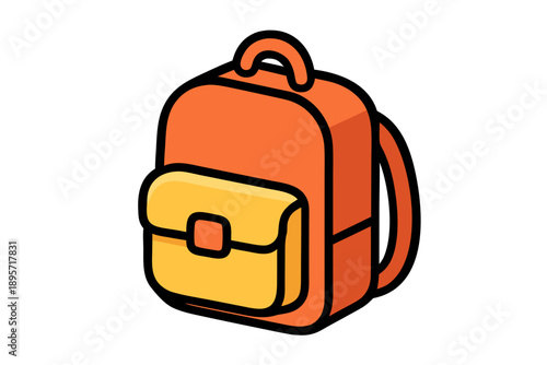 Vibrant Orange Backpack with Yellow Front Pocket - Back to School Essentials