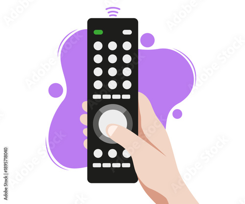 Tv remote controller electronics device control flat illustration