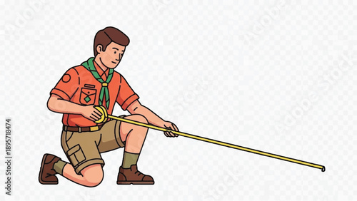 Man performing a rope pulling exercise in outdoor illustration.