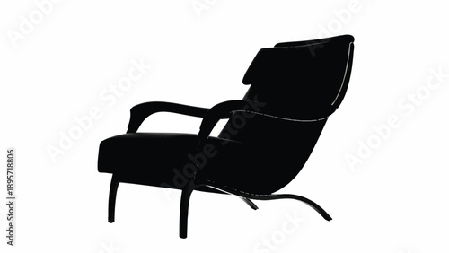 Sleek black lounge chair silhouette, modern minimalist seating for interior spaces.