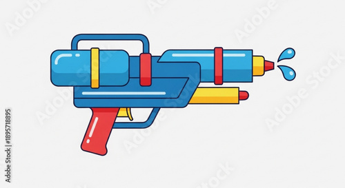 Water Gun Shooting Water on White Background