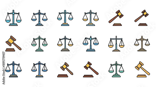 Justice Scales and Judge Gavel Symbols.