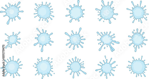 Multiple blue virus illustrations arranged in a grid pattern on a clean background from a direct viewpoint