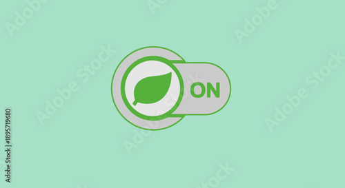 Green energy toggle switch turned on with leaf icon.