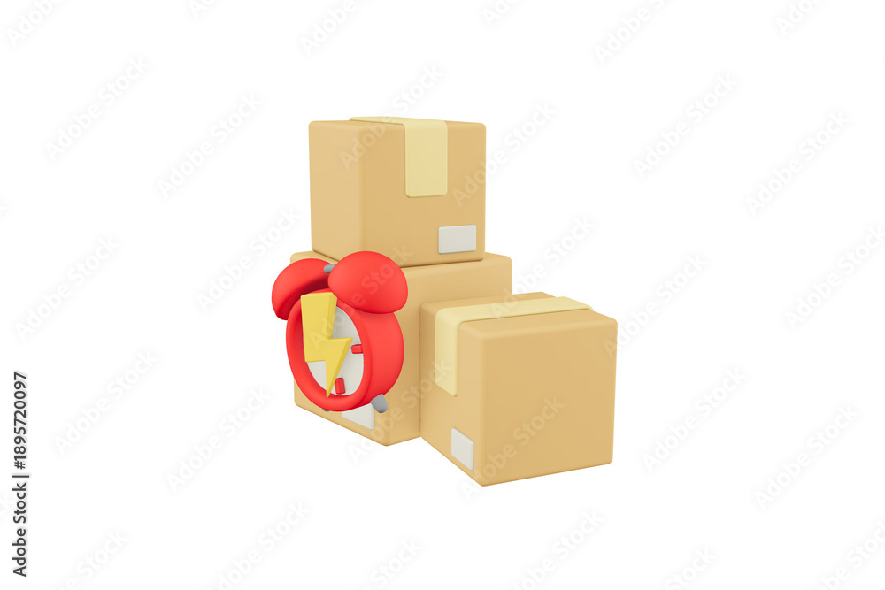 Obraz premium Cardboard boxes stacked on white background for shipping and storage