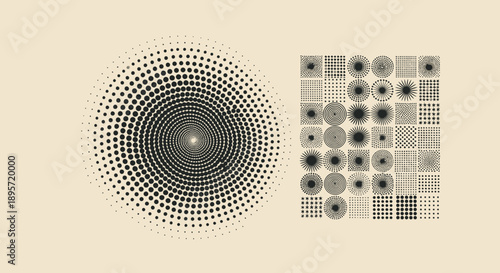 Modern abstract halftone patterns and optical illusions.
