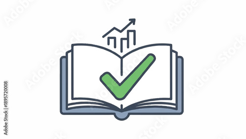Open Book Icon with Green Check Mark Signifying Education and Compliance.