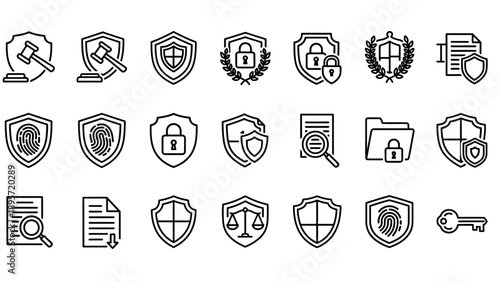 Security icons with shields and locks.