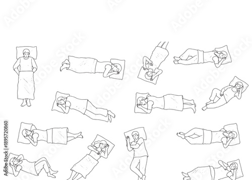 CAD People Sleeping Top View – Men and Women Vector Symbols for Architecture and Landscape Design