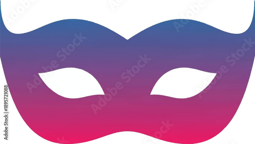 Colorful masquerade mask design with gradient purple to pink silhouette and eye-cutouts.