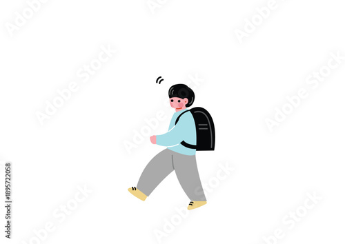 ランドセルを背負って歩く男の子