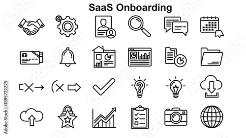 SaaS Onboarding Icons Collection Business Software.