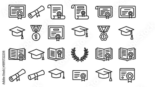 Graduation Icons Collection Education Symbols.