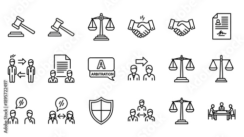 law legal justice icons set.