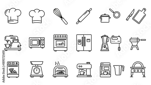 Kitchen Cooking Utensils and Appliances.